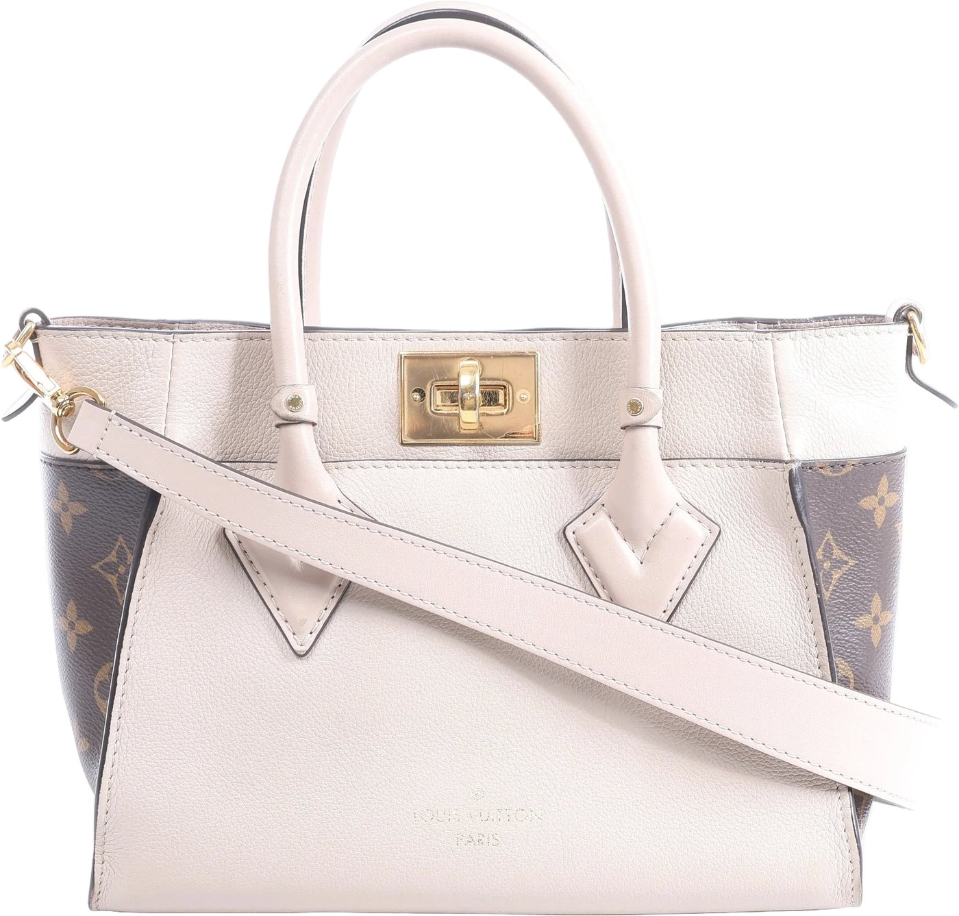 Louis Vuitton On My Side PM Monogram x Leather in Beige×Brown M57729