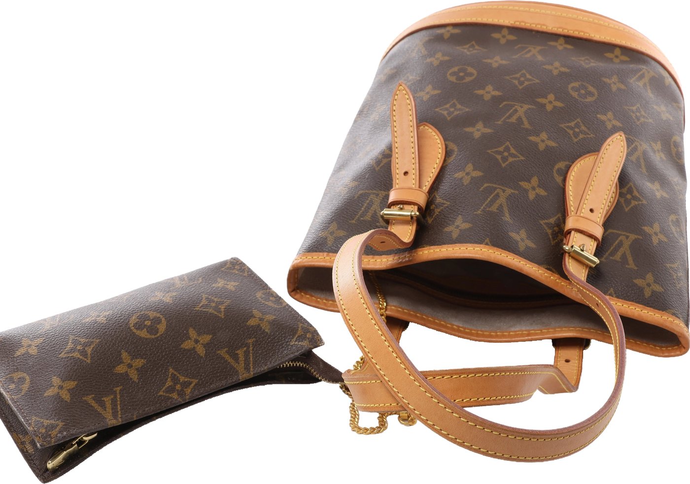Louis Vuitton Bucket PM Monogram Shoulder Bag in Brown M42238