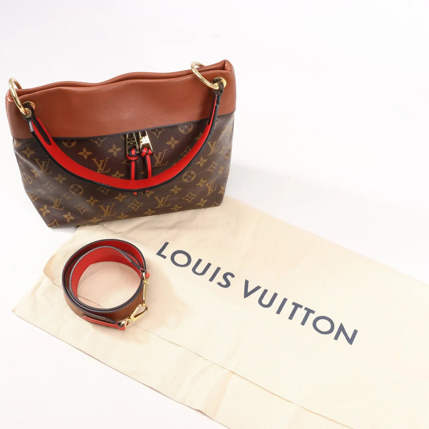 Louis Vuitton Monogram Tuileries Besace 2Way Handbag in Brown x Red M43157