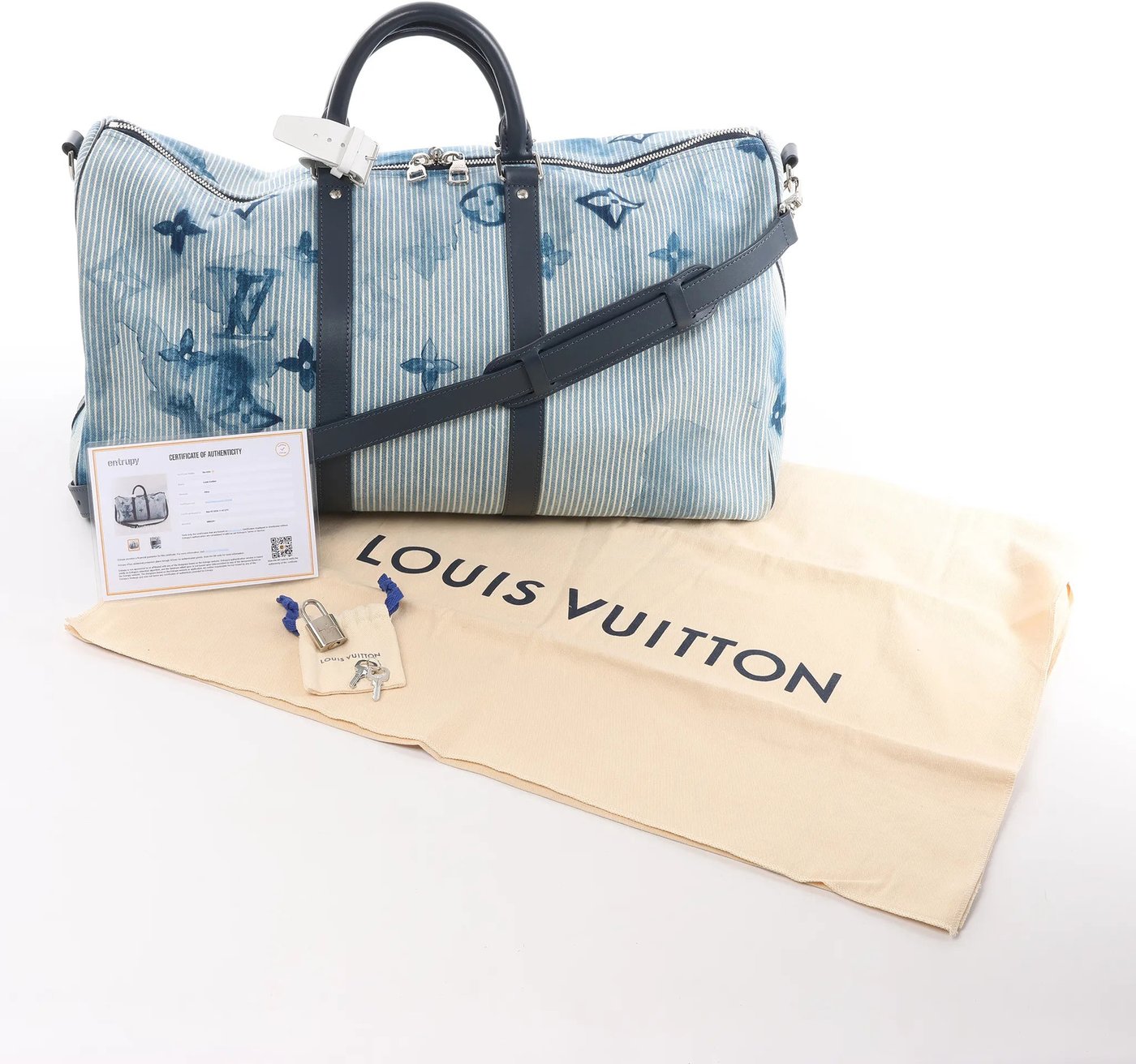 Louis Vuitton Keepall Bandoulière 50 Monogram Water Color Travel Bag in Blue x White M57946