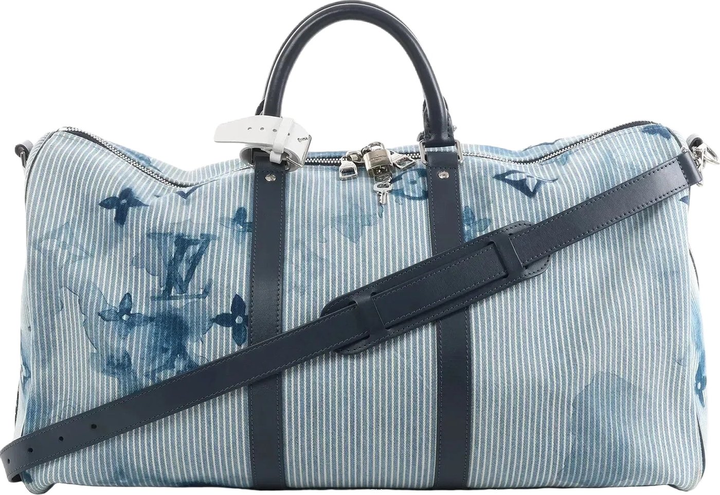 Louis Vuitton Keepall Bandoulière 50 Monogram Water Color Travel Bag in Blue x White M57946