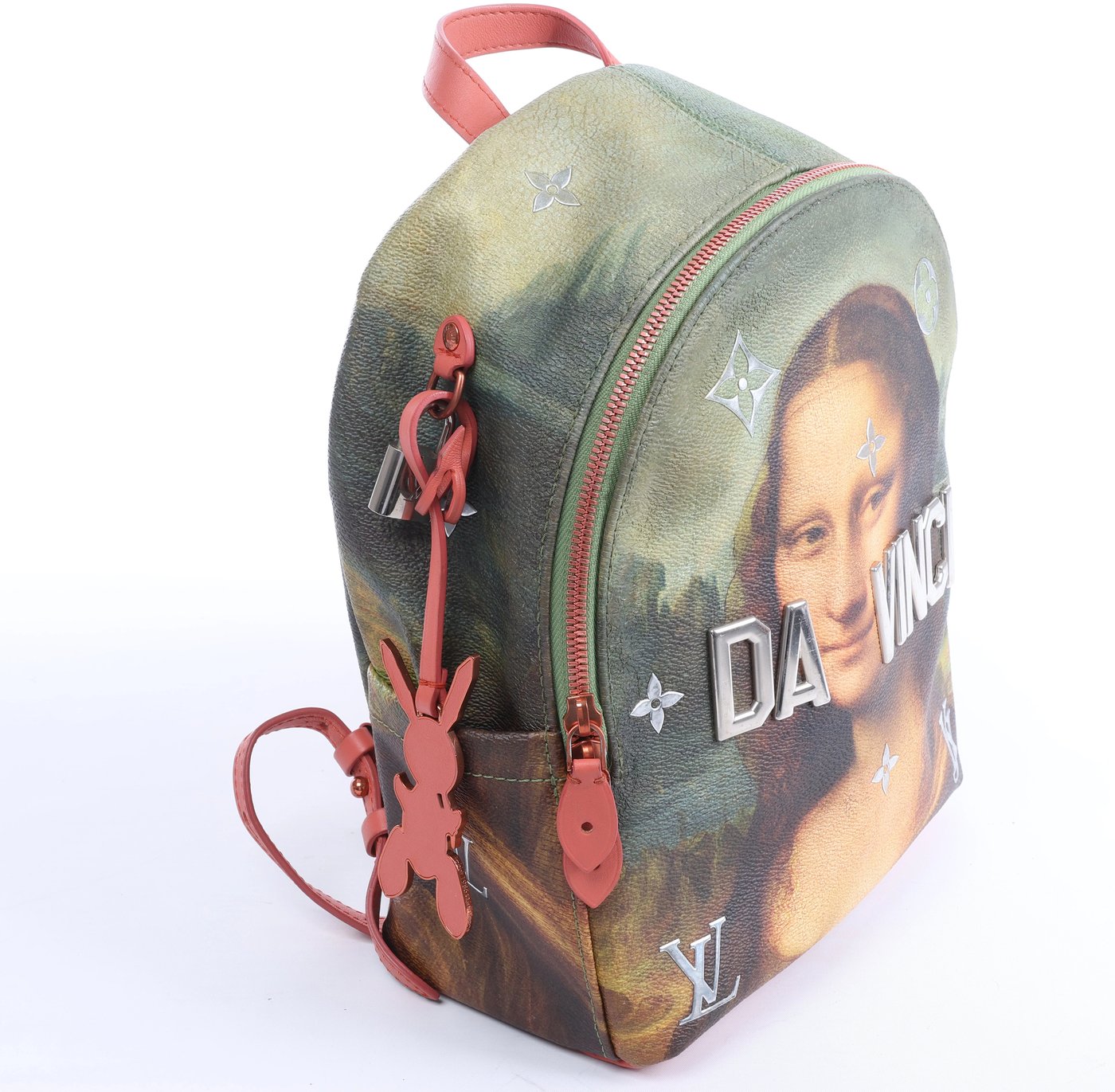 Louis Vuitton x Jeff Koons Masters Collection Da Vinci Palm Springs PM Backpack in Pink x Green M43375