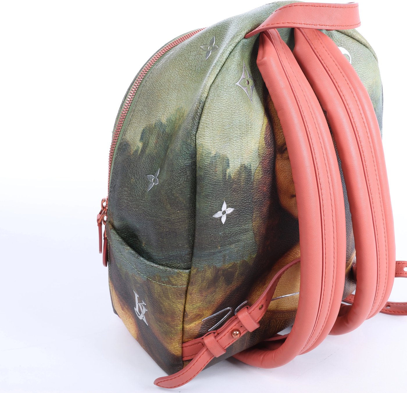 Louis Vuitton x Jeff Koons Masters Collection Da Vinci Palm Springs PM Backpack in Pink x Green M43375