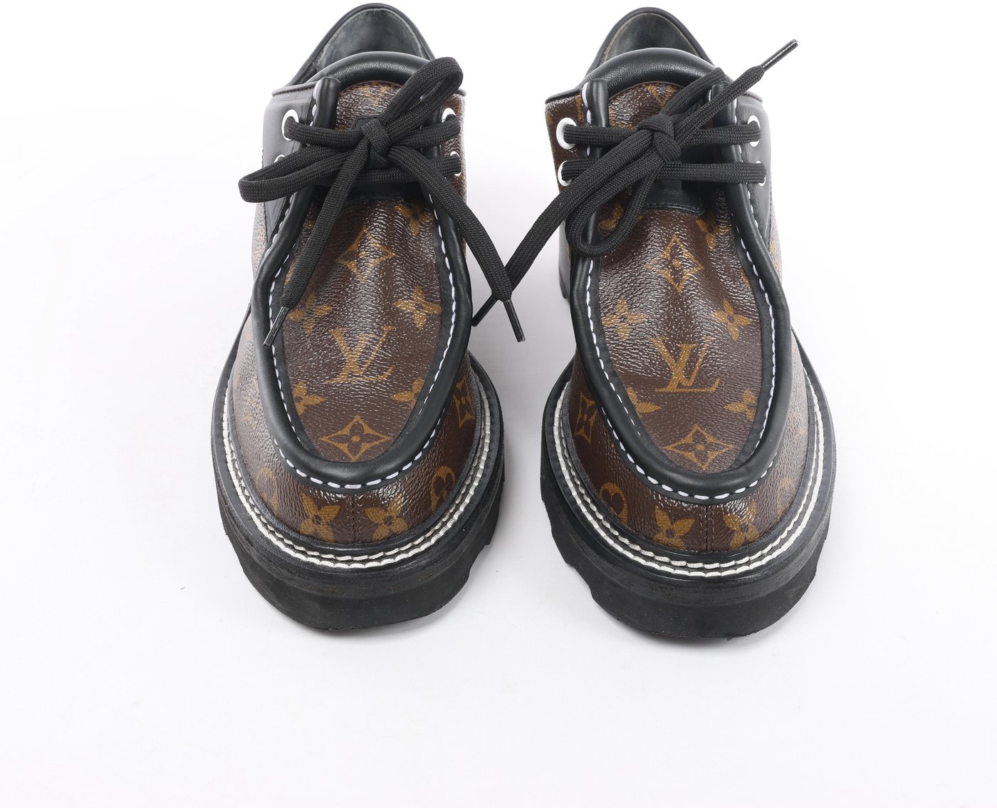 Louis Vuitton LV bobour line 22 years Leather Loafer 39 1/2 Ladies' Brown x black MA0272 Monogram with bag