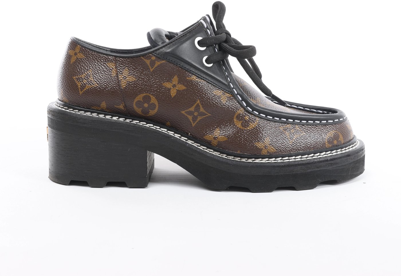 Louis Vuitton LV bobour line 22 years Leather Loafer 39 1/2 Ladies' Brown x black MA0272 Monogram with bag