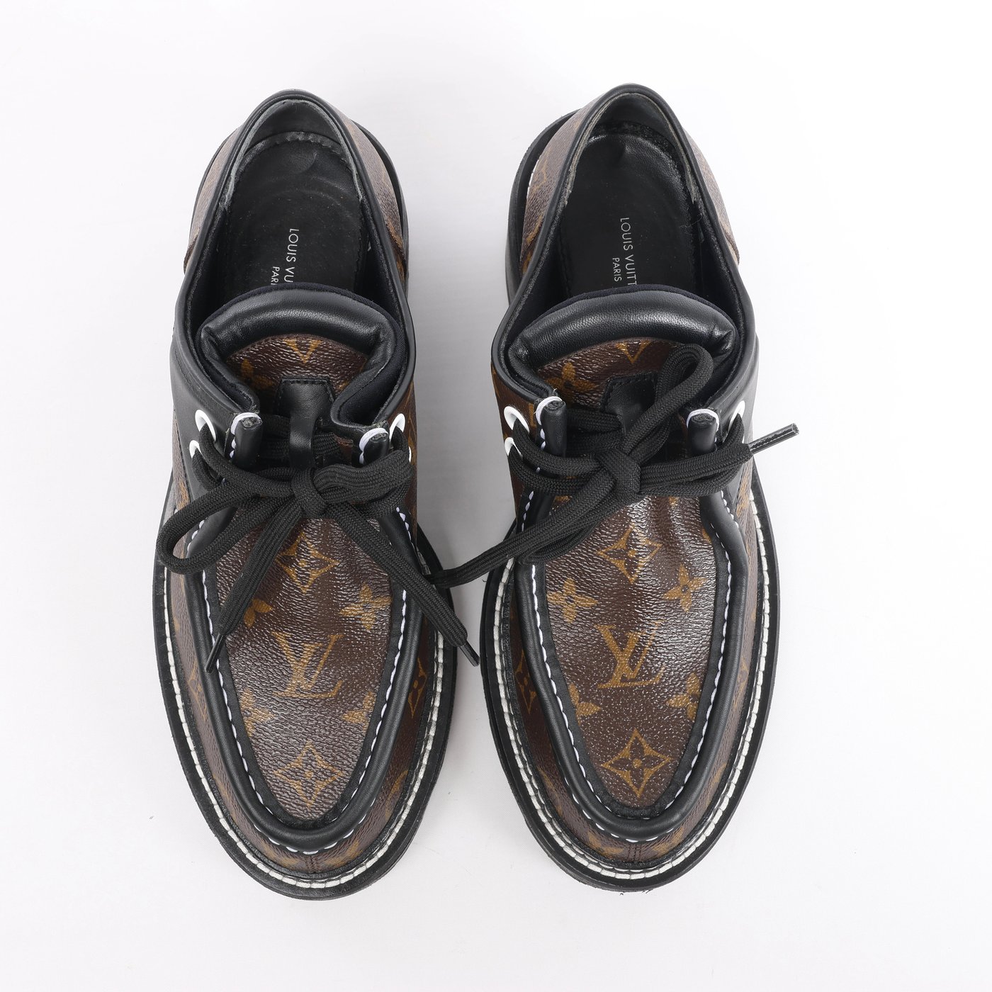 Louis Vuitton LV bobour line 22 years Leather Loafer 39 1/2 Ladies' Brown x black MA0272 Monogram with bag