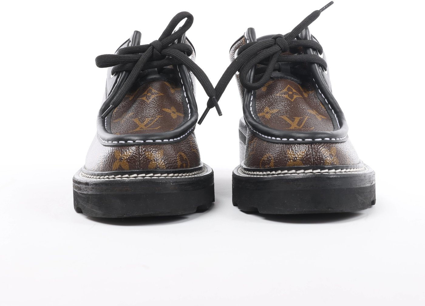 Louis Vuitton LV bobour line 22 years Leather Loafer 39 1/2 Ladies' Brown x black MA0272 Monogram with bag