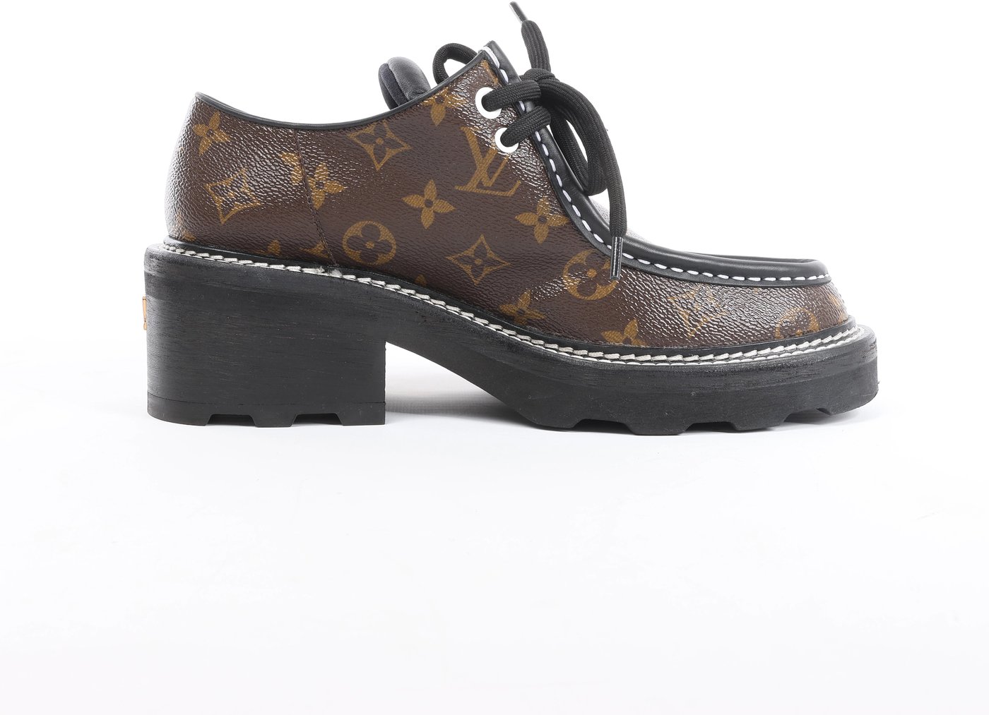 Louis Vuitton LV bobour line 22 years Leather Loafer 39 1/2 Ladies' Brown x black MA0272 Monogram with bag