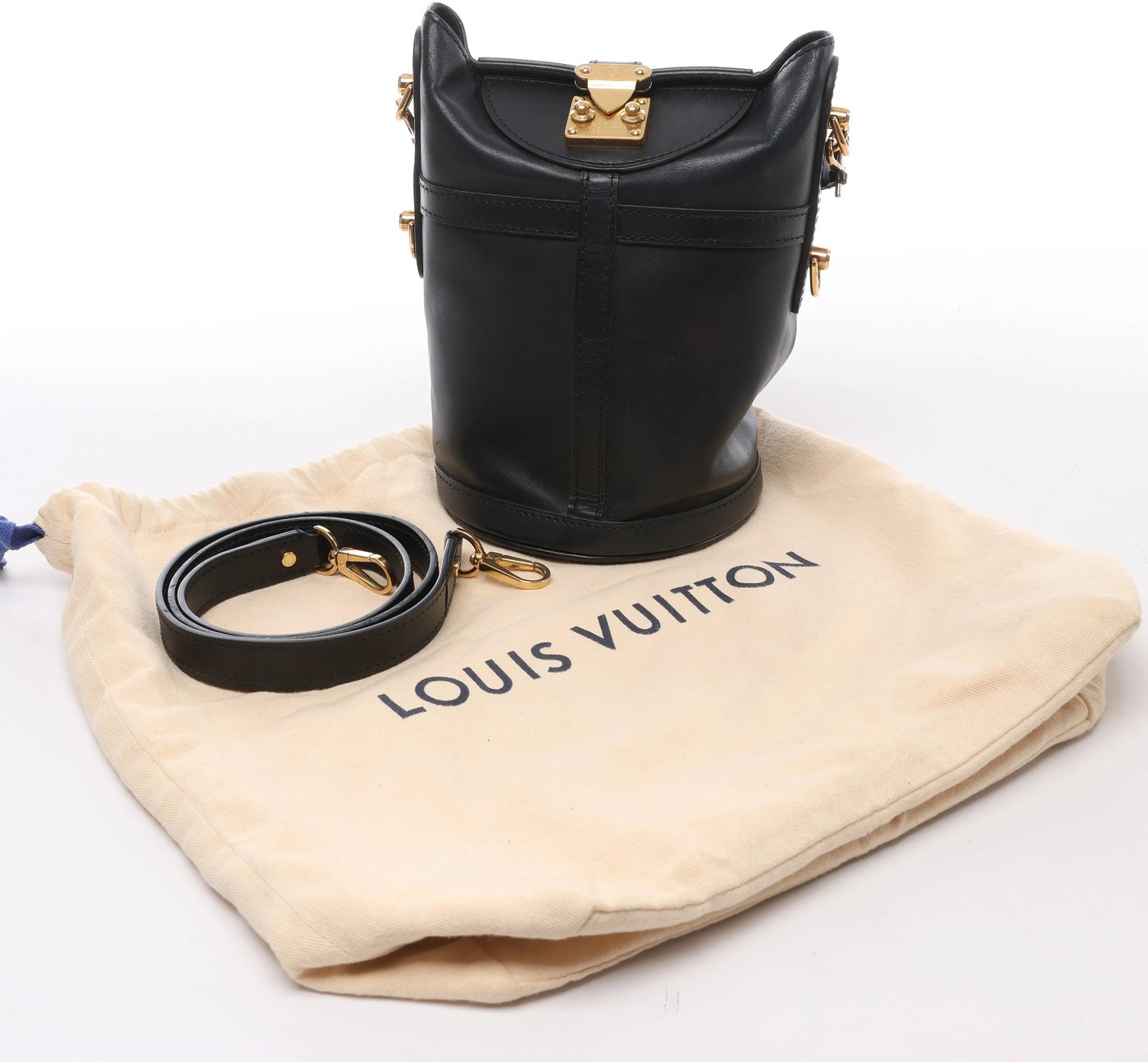 Louis Vuitton Duffle PM Leather 2Way Handbag in Black