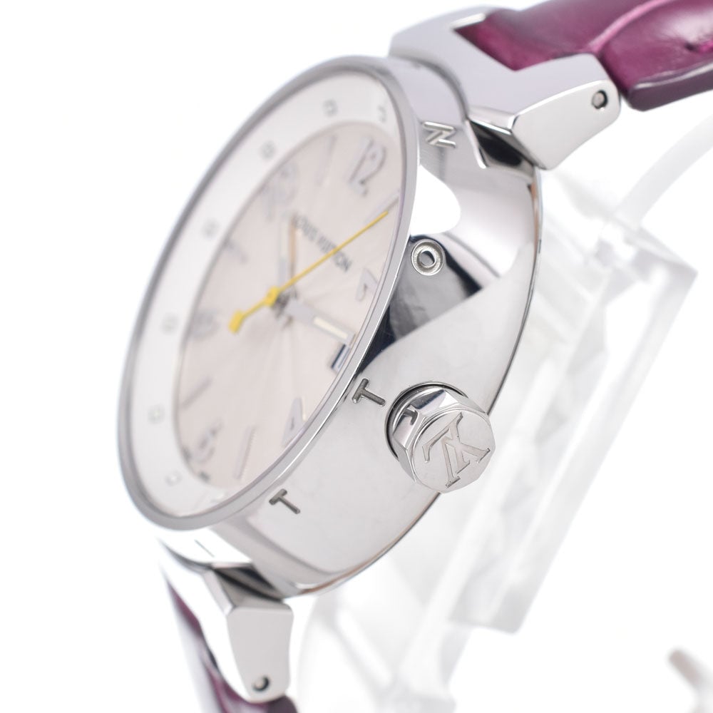 Louis Vuitton Tambour Quartz Stainless Steel and Monogram Vernis 34