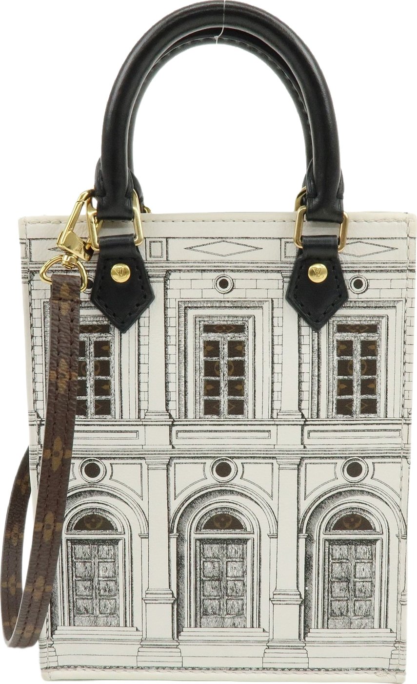 Louis Vuitton Petit Sac Plat Limited Edition Fornasetti Architettura Print Leather and Monogram Canvas