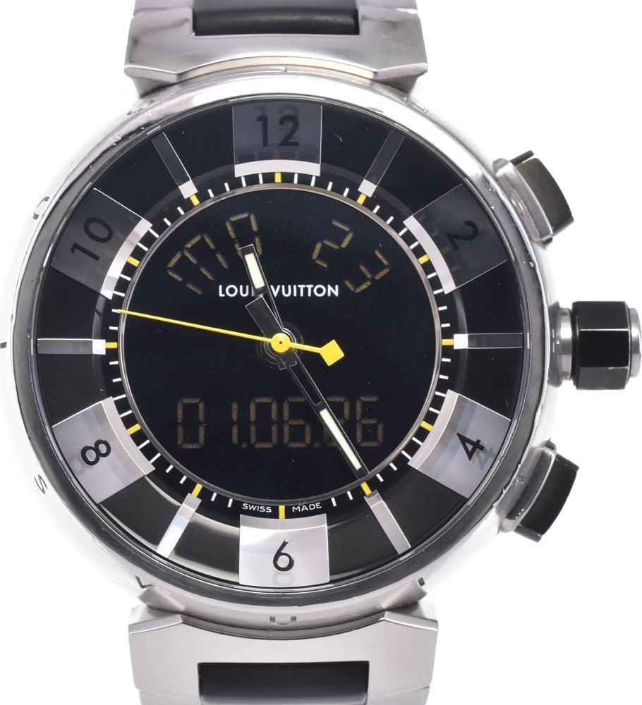 Louis Vuitton Tambour Quartz Stainless Steel and Monogram Rubber 34