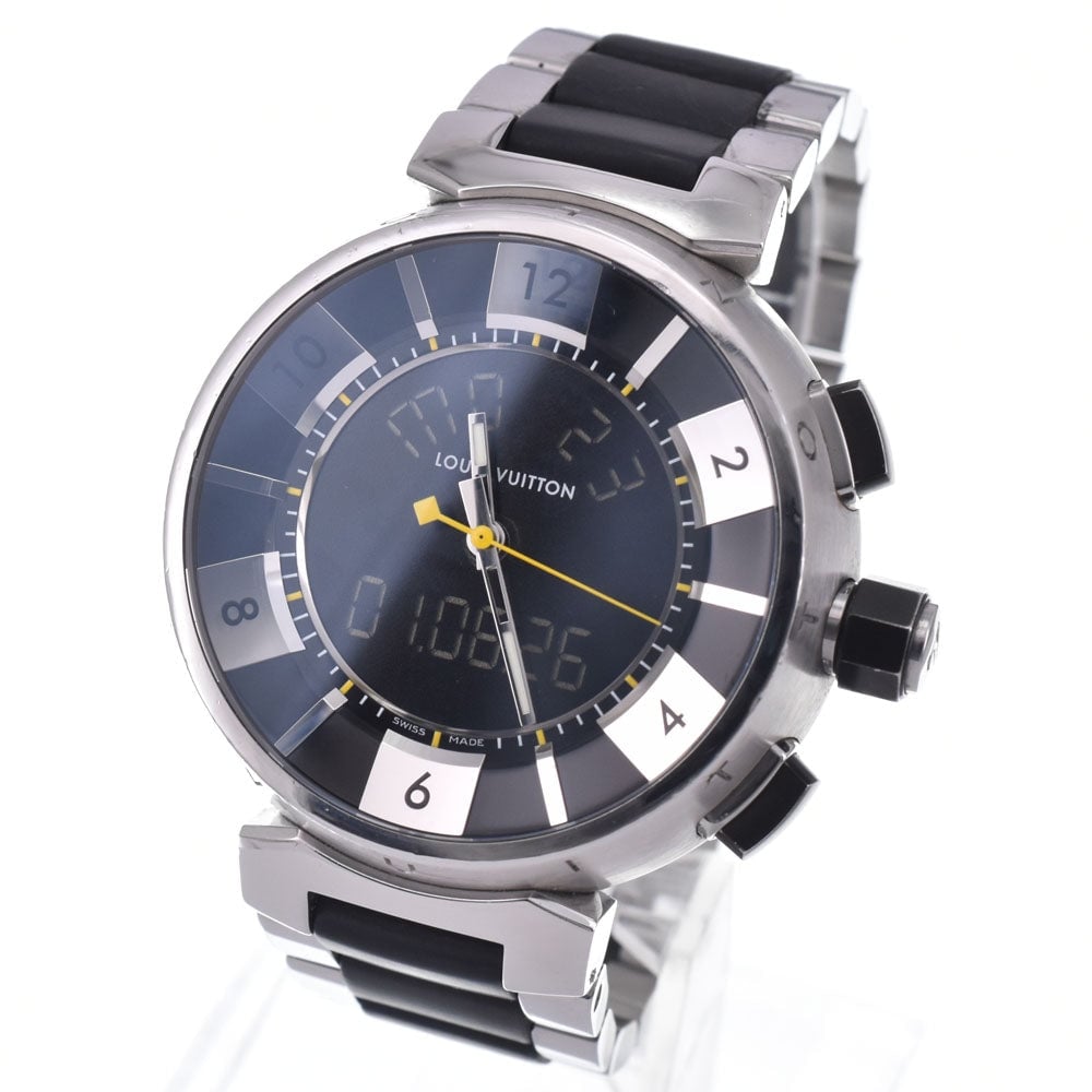 Louis Vuitton Tambour Quartz Stainless Steel and Monogram Rubber 34