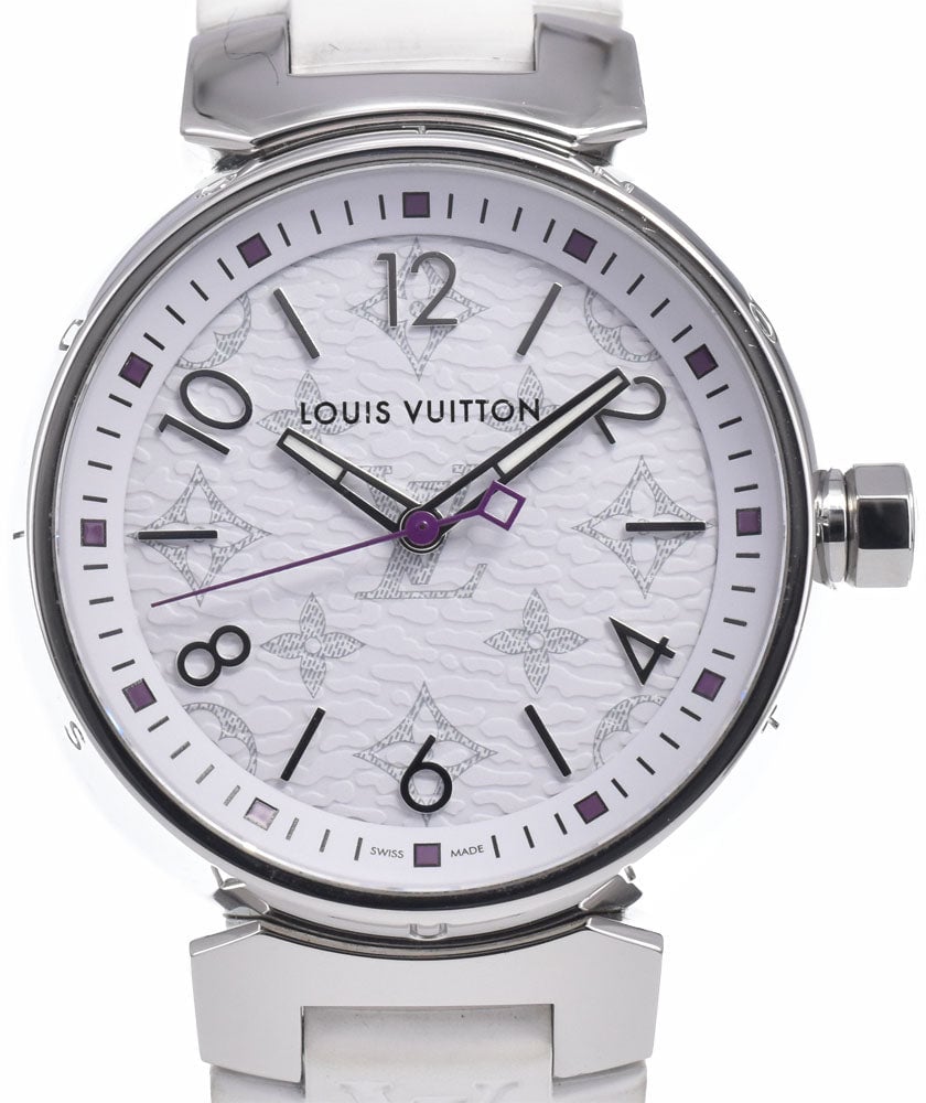 Louis Vuitton Tambour Quartz Stainless Steel and Monogram Rubber 34