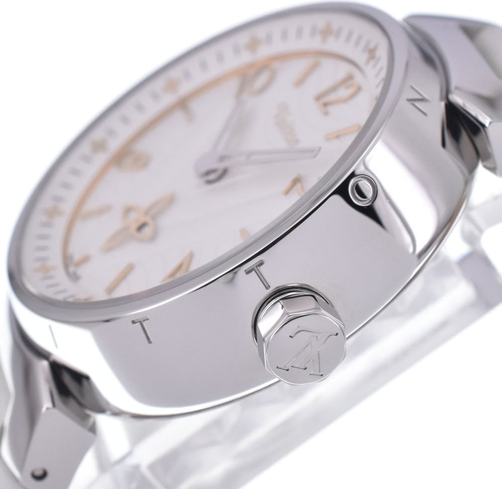 Louis Vuitton Tambour Quartz Stainless Steel and Monogram Rubber 34