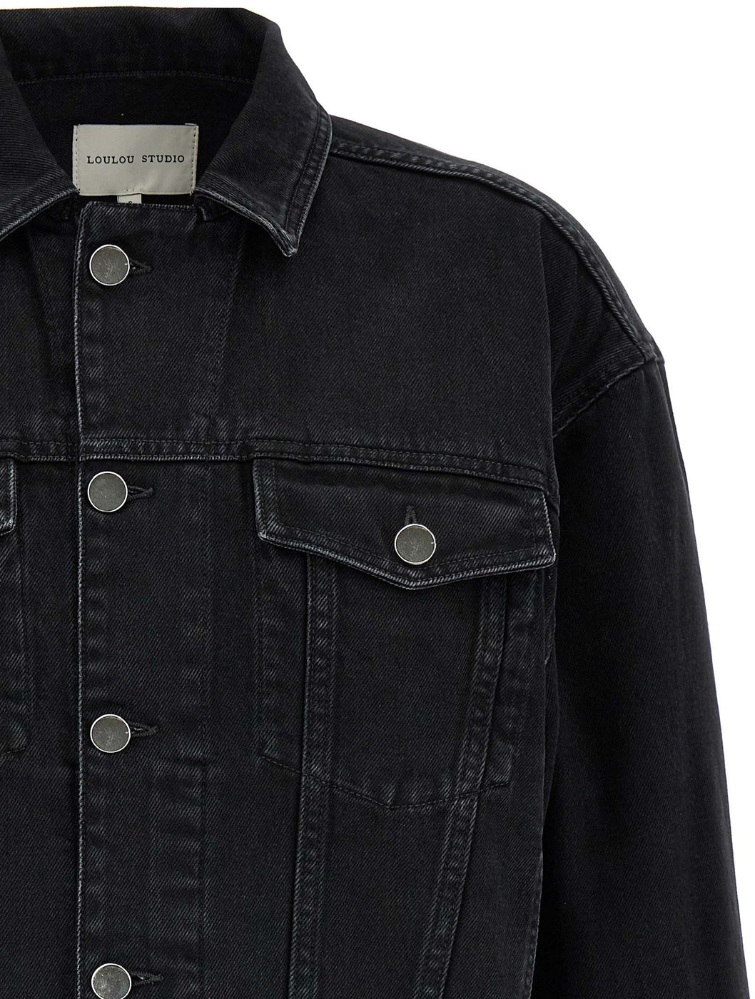 Loulou De Saison Black Organic Cotton Denim Jacket