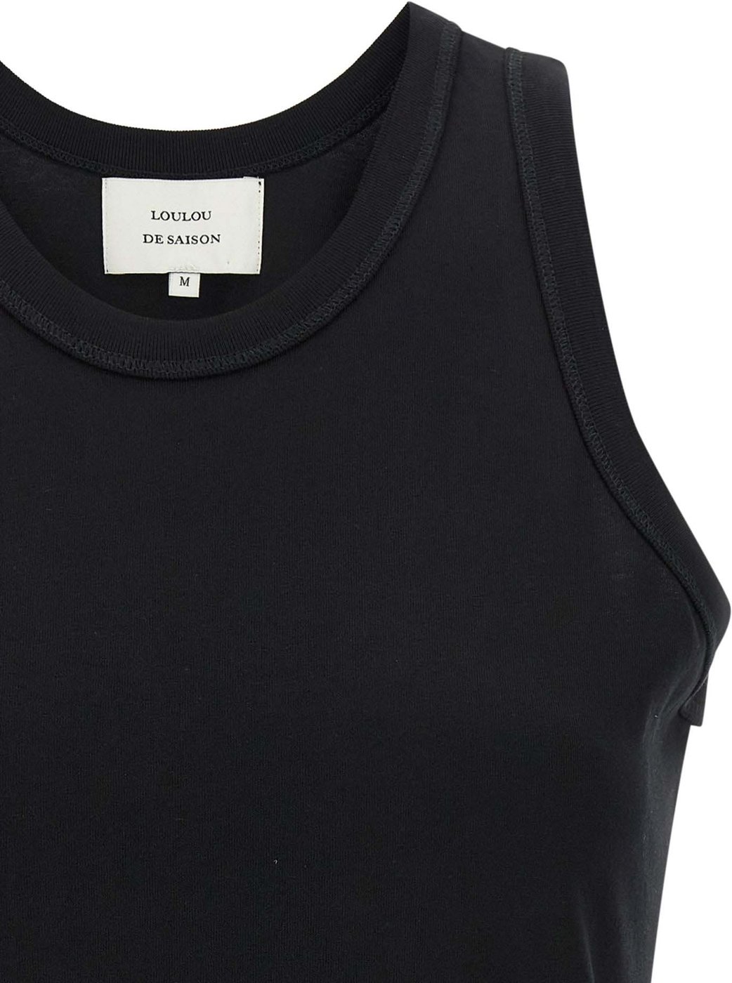 Loulou De Saison Black Cotton Sleeveles T-Shirt