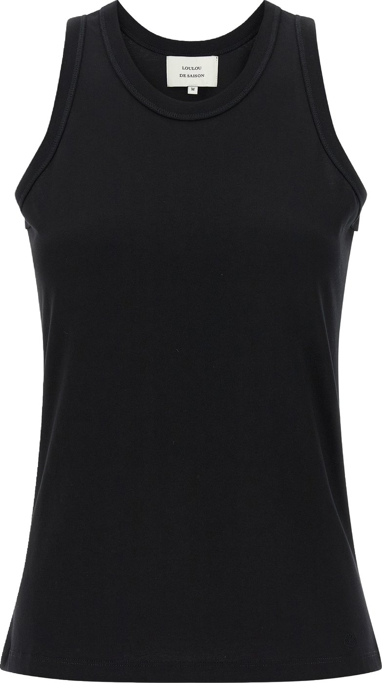 Loulou De Saison Black Cotton Sleeveles T-Shirt