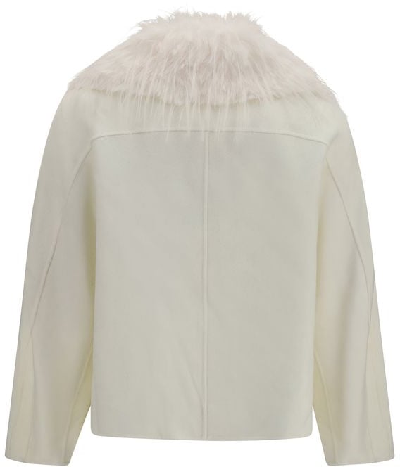 White Rafe Detachable Faux-Fur Wool-Cashmere Jacket