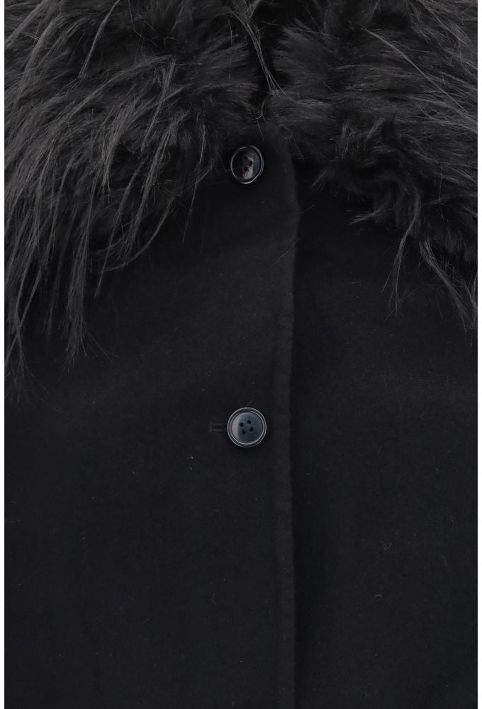 Loulou De Saison Black Wool Oves Aries Full-Length Jacket