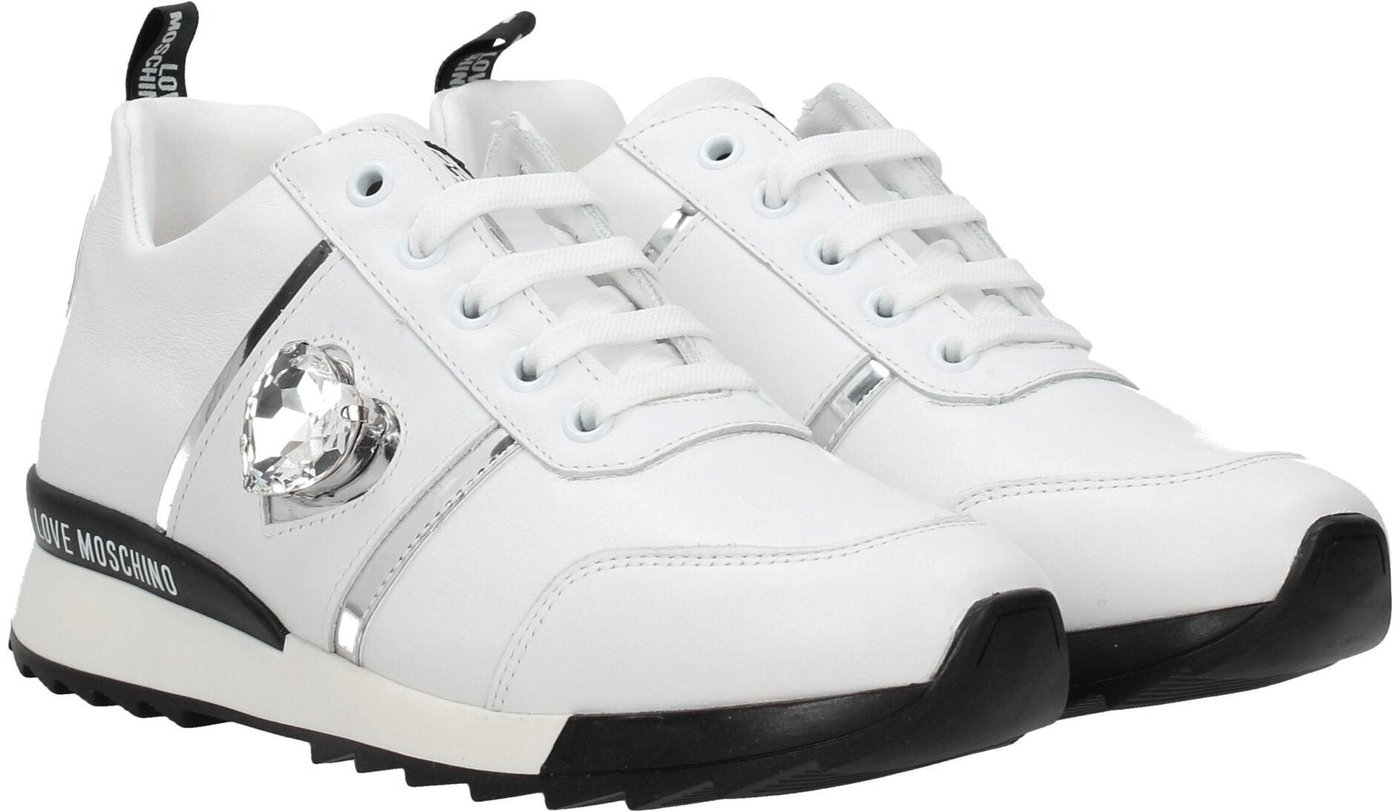 Love Moschino White Leather Low Top Sneakers
