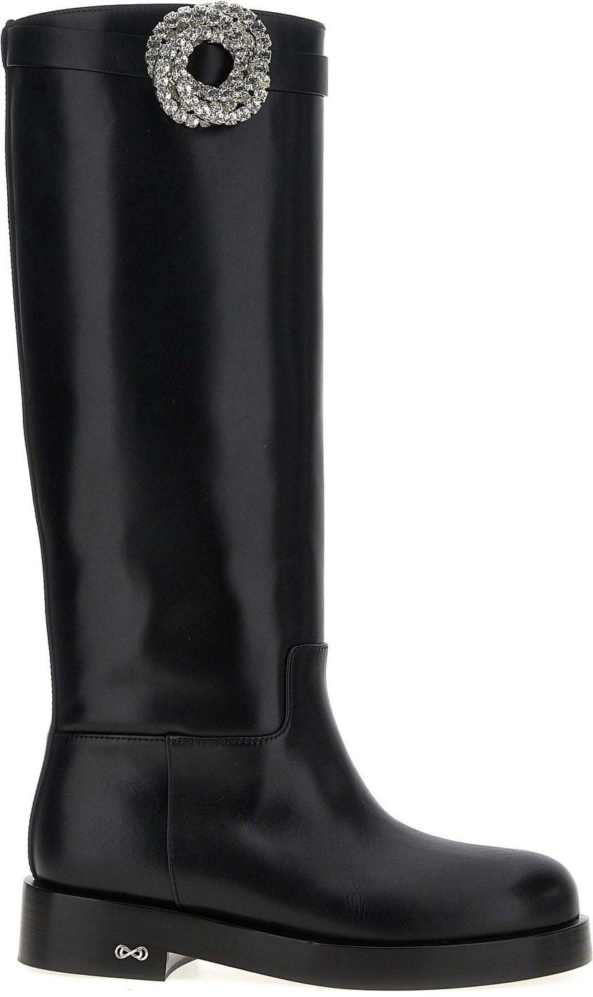 MACH & MACH Black Calfskin Over The Knee
