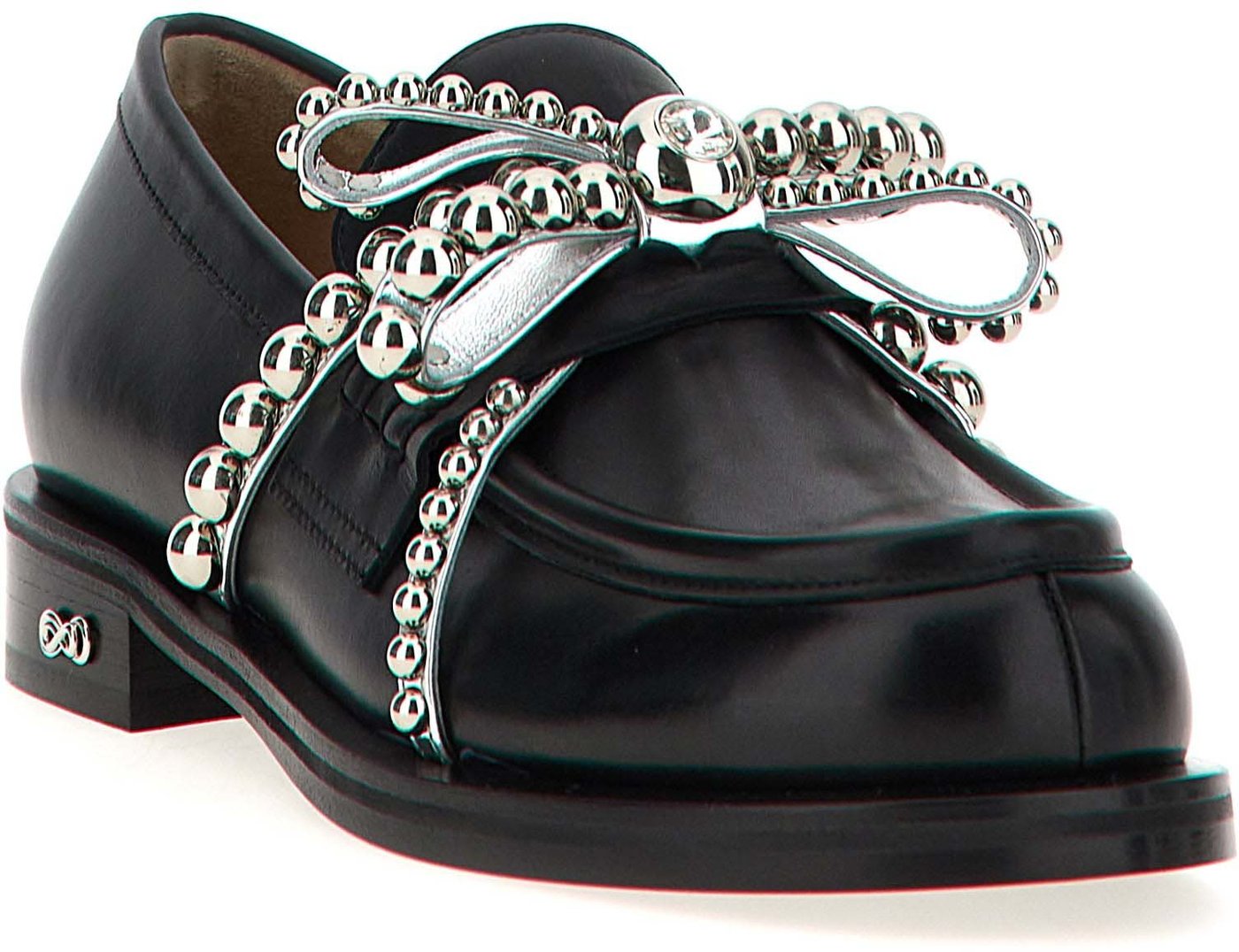 MACH & MACH Black Leather Slip-On Loafers