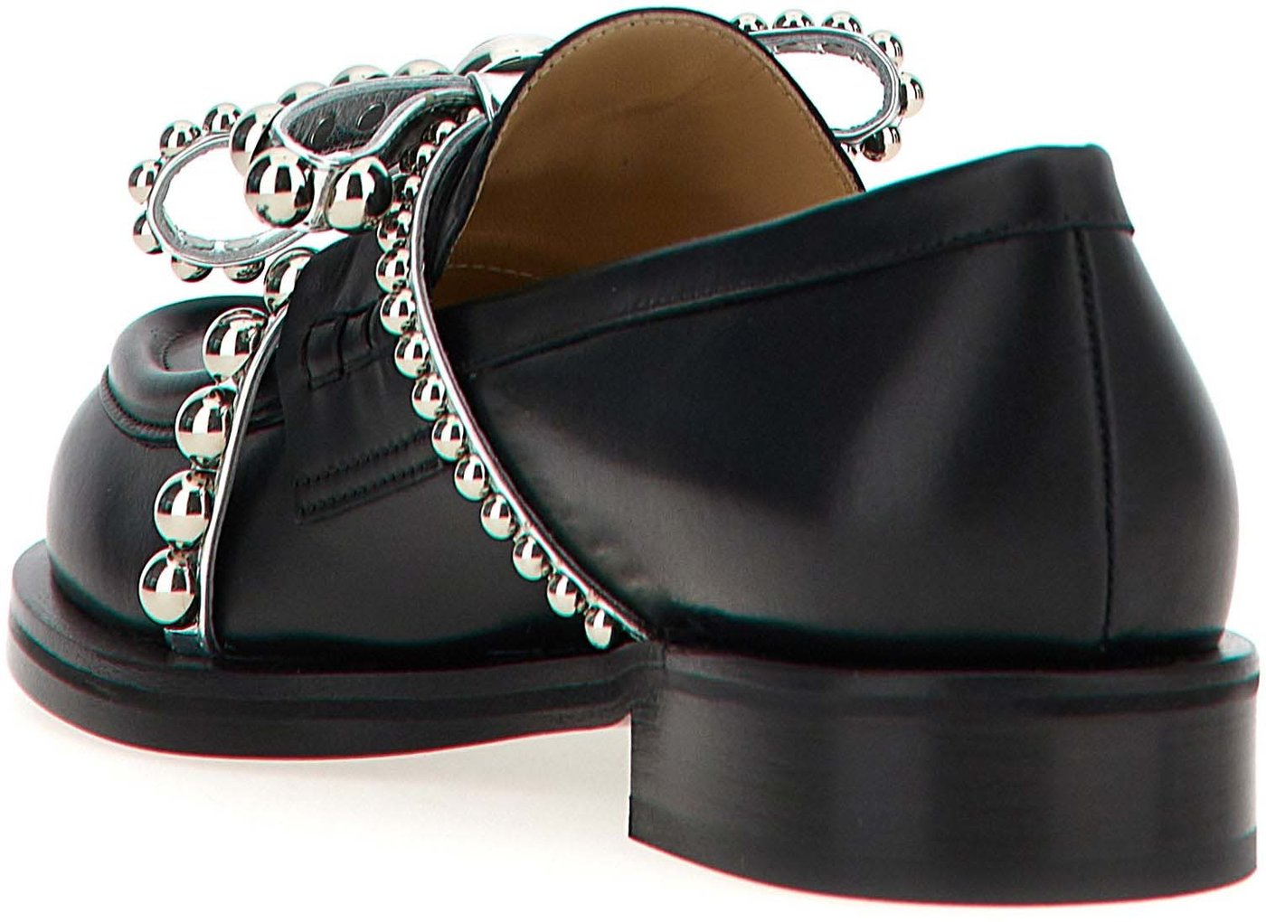 MACH & MACH Black Leather Slip-On Loafers