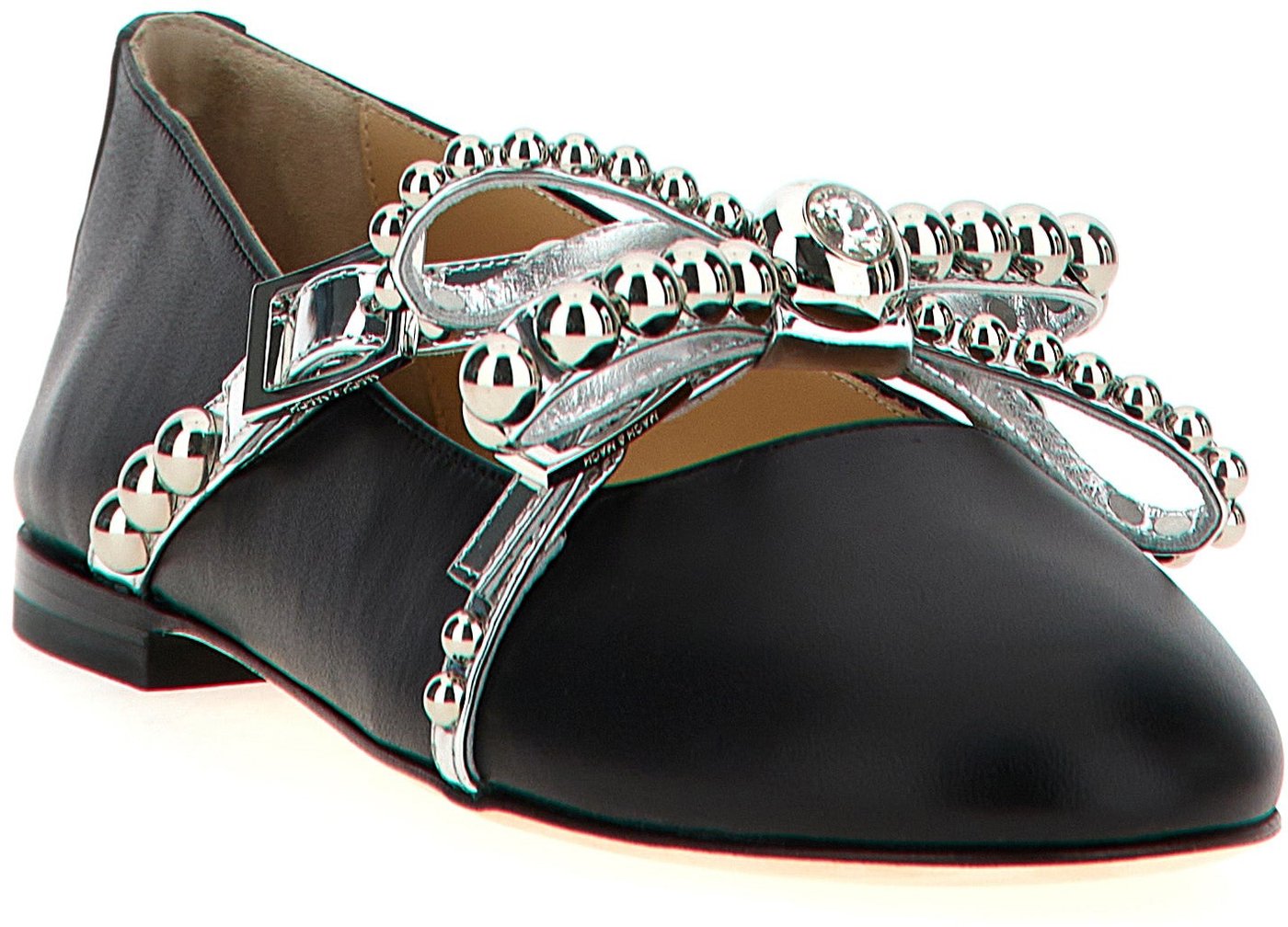 MACH & MACH Black Leather Ballet Flats