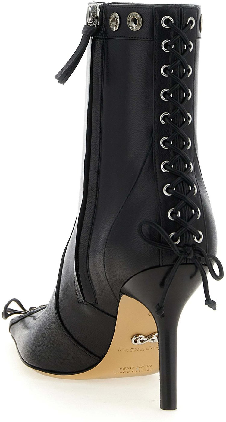MACH & MACH Black Calfskin Ankle Boots