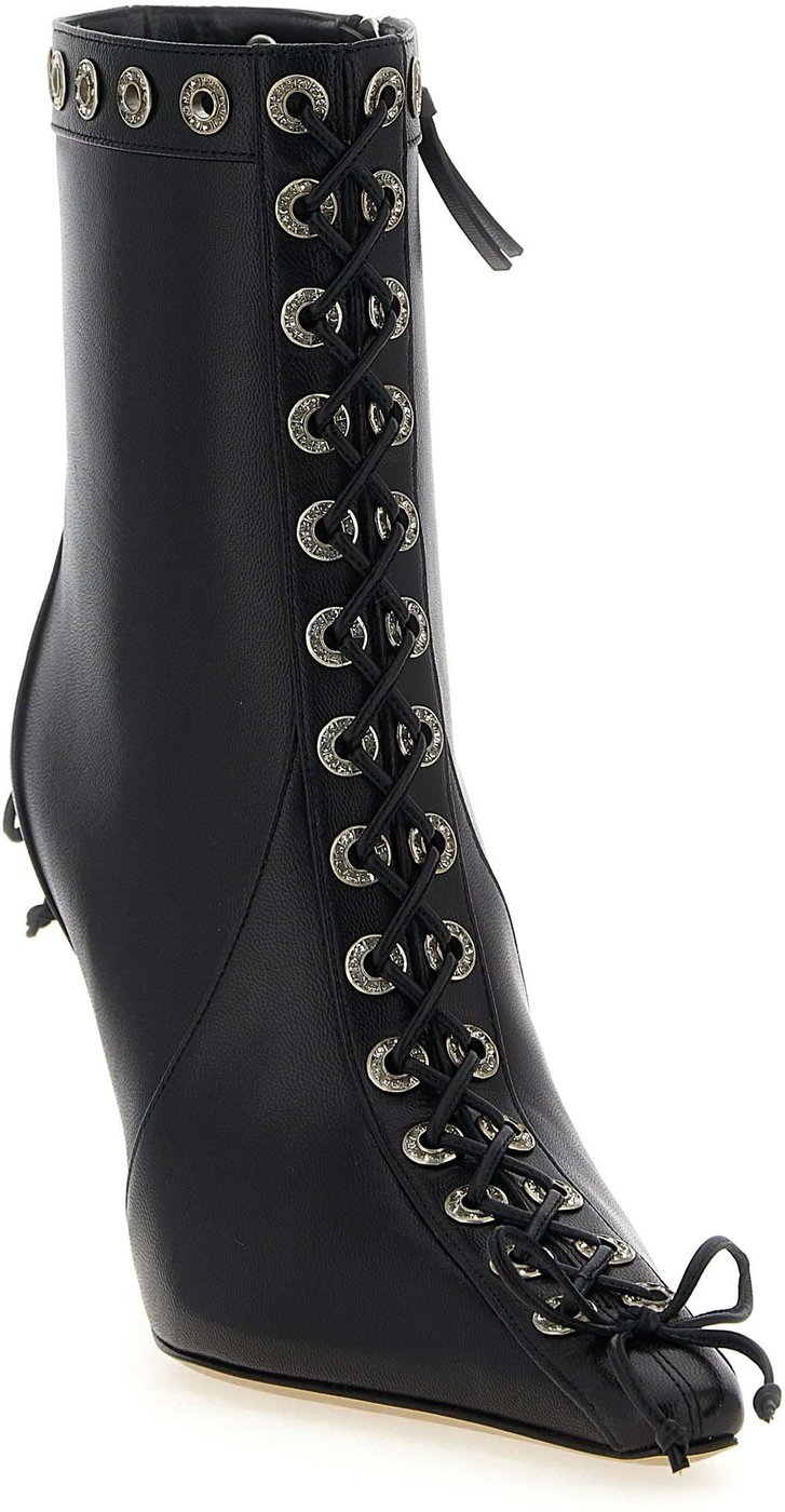 MACH & MACH Black Calfskin Ankle Boots
