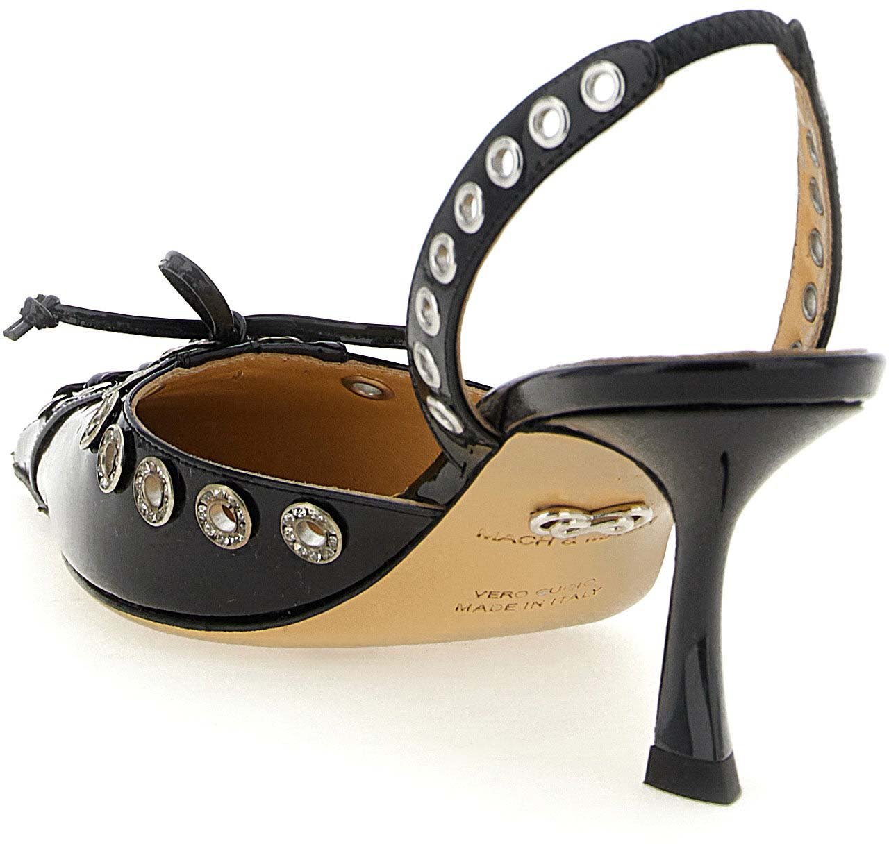 MACH & MACH Black Calfskin Mid Heel Pumps