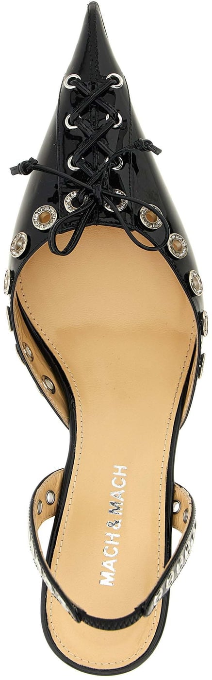 MACH & MACH Black Calfskin Mid Heel Pumps