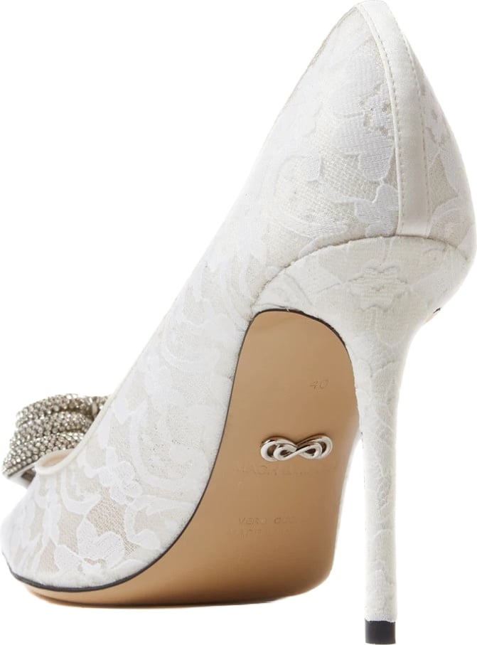 Mach & Mach Triple Heart 95 Lace Pumps White
