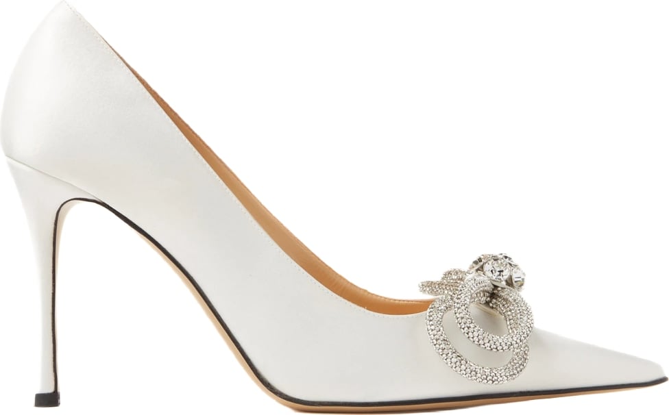 Mach & Mach Double Bow 95 Satin Pumps White
