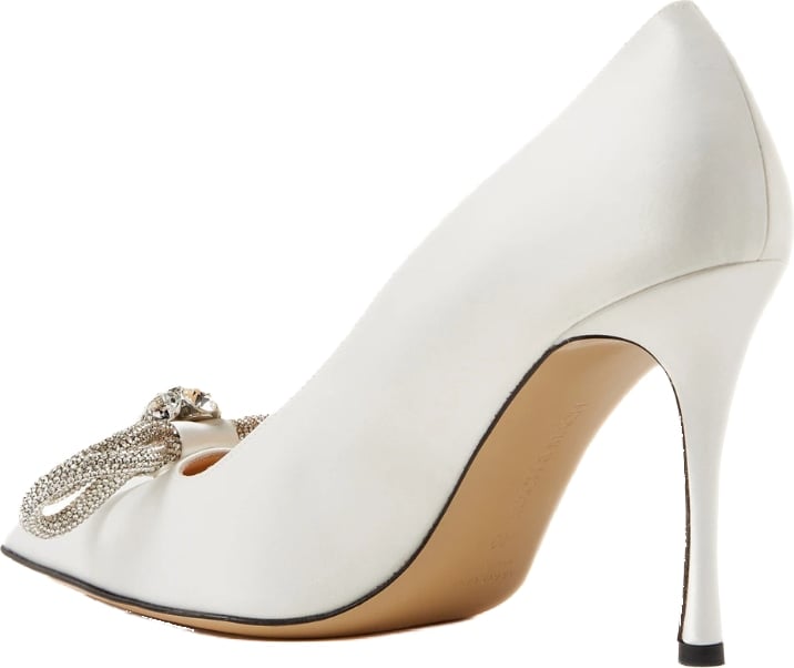 Mach & Mach Double Bow 95 Satin Pumps White