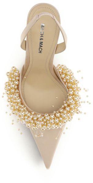 MACH & MACH Beige Silk High Heel Pumps