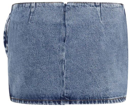 Magda Butrym Blue Cotton Mini Skirt