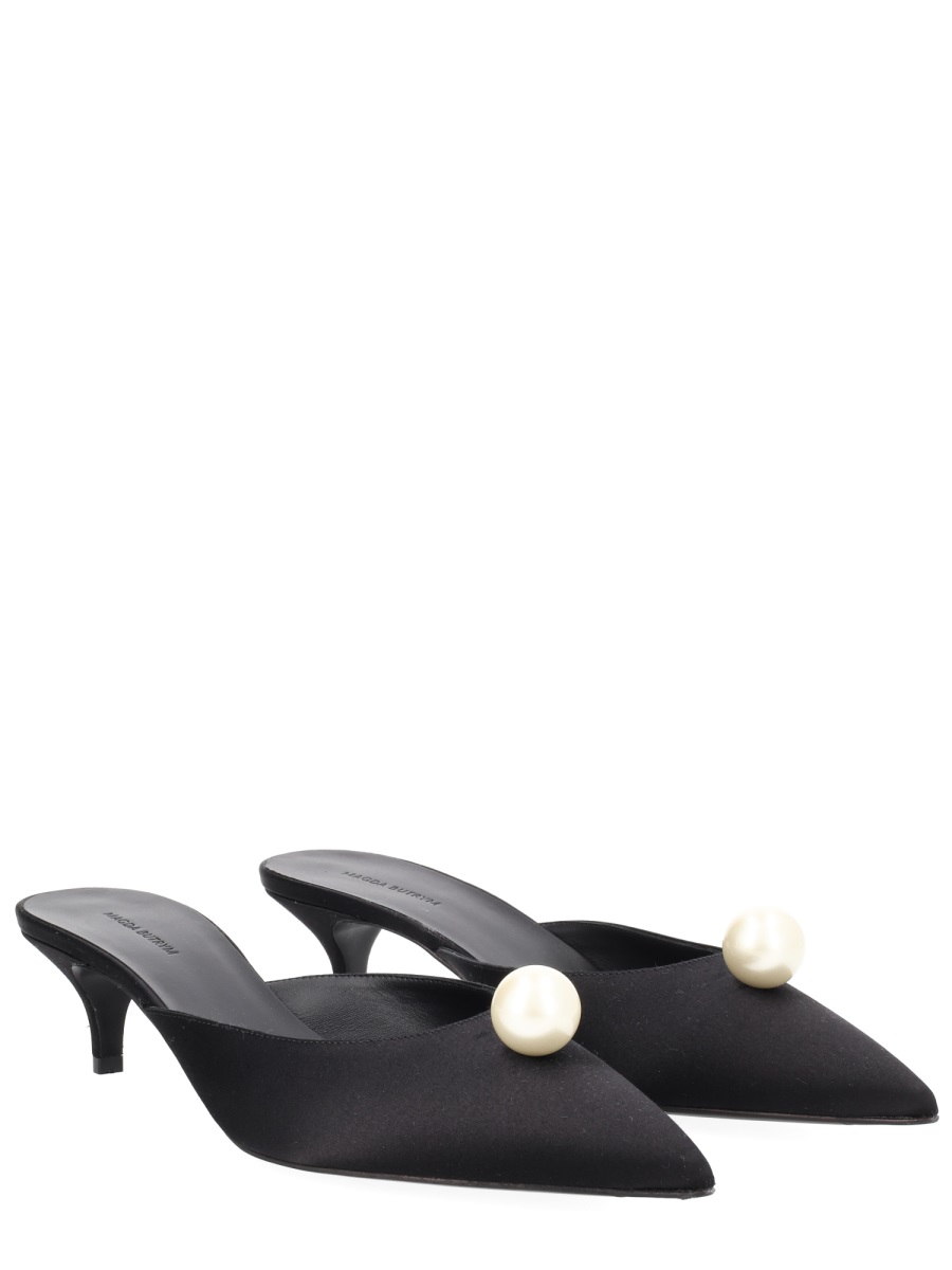 Silk Pearl Embellished Kitten Mules