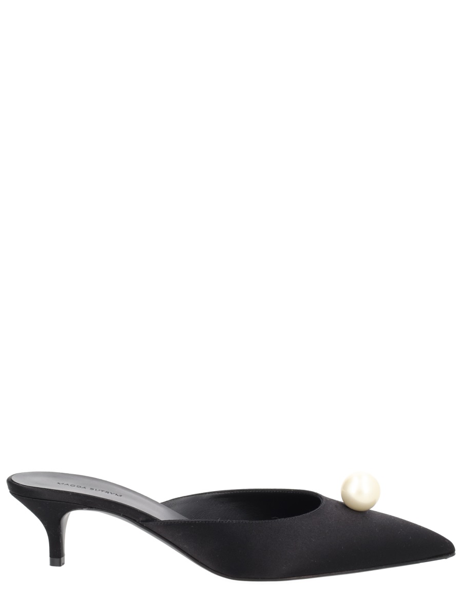 Silk Pearl Embellished Kitten Mules
