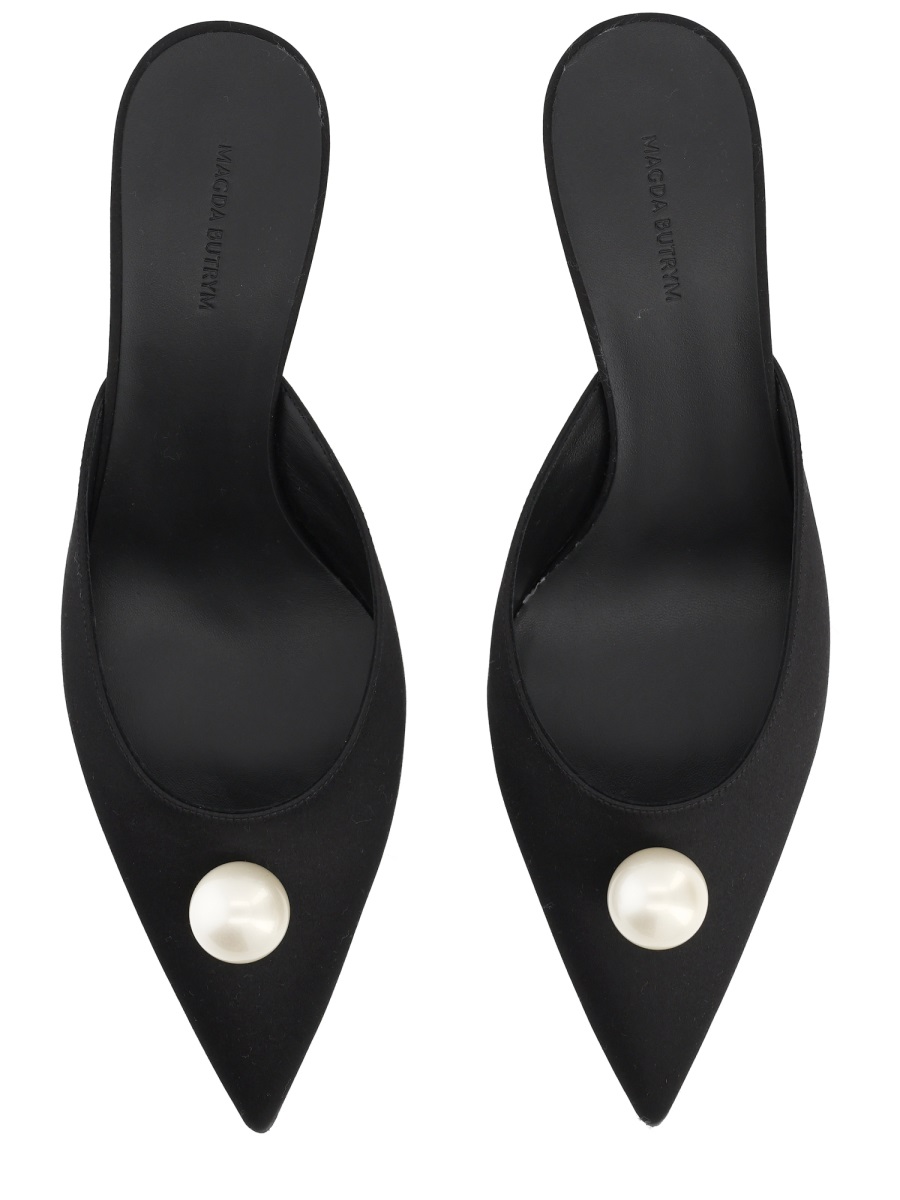 Silk Pearl Embellished Kitten Mules