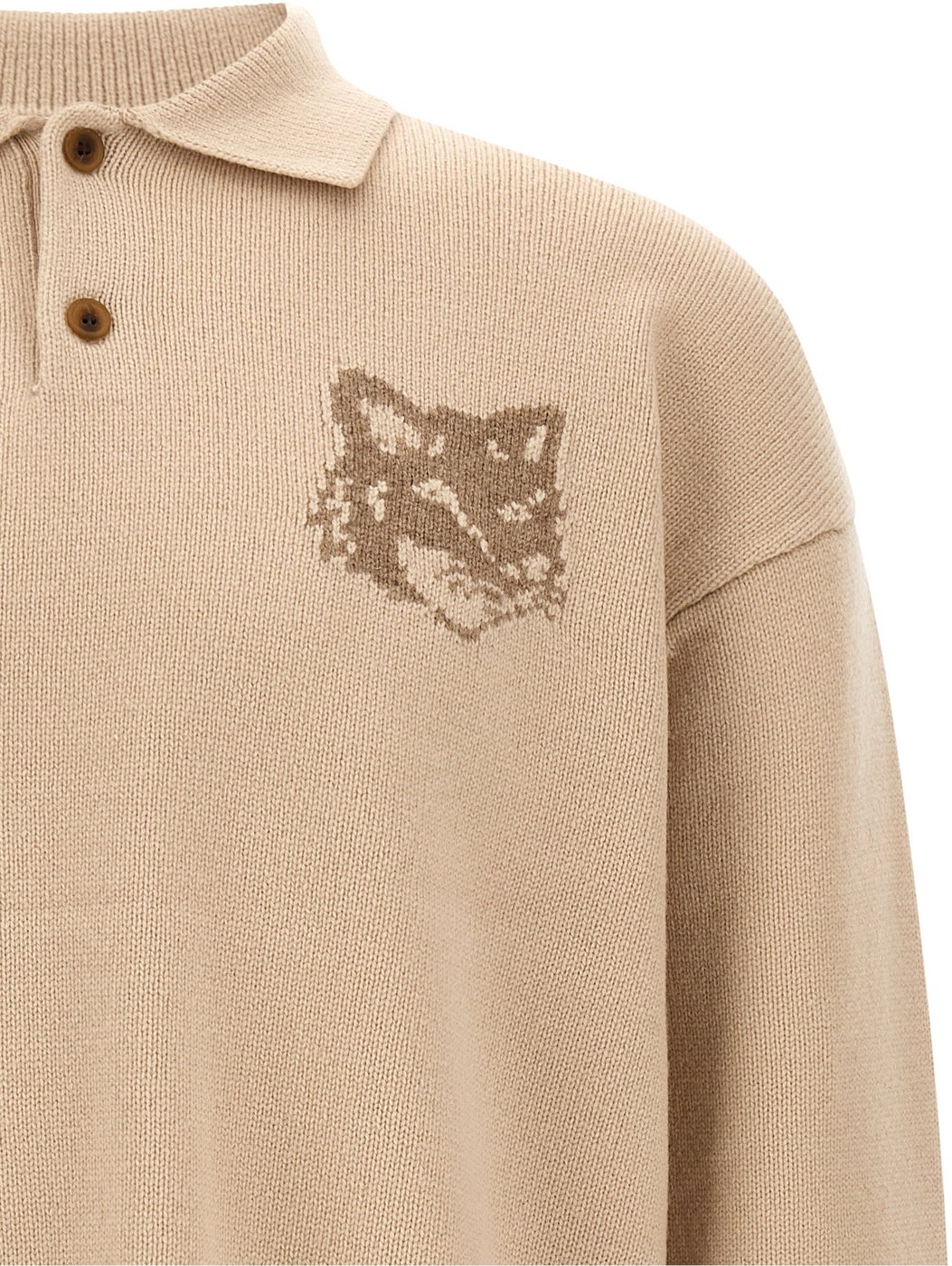Maison Kitsuné Beige Wool Cardigan