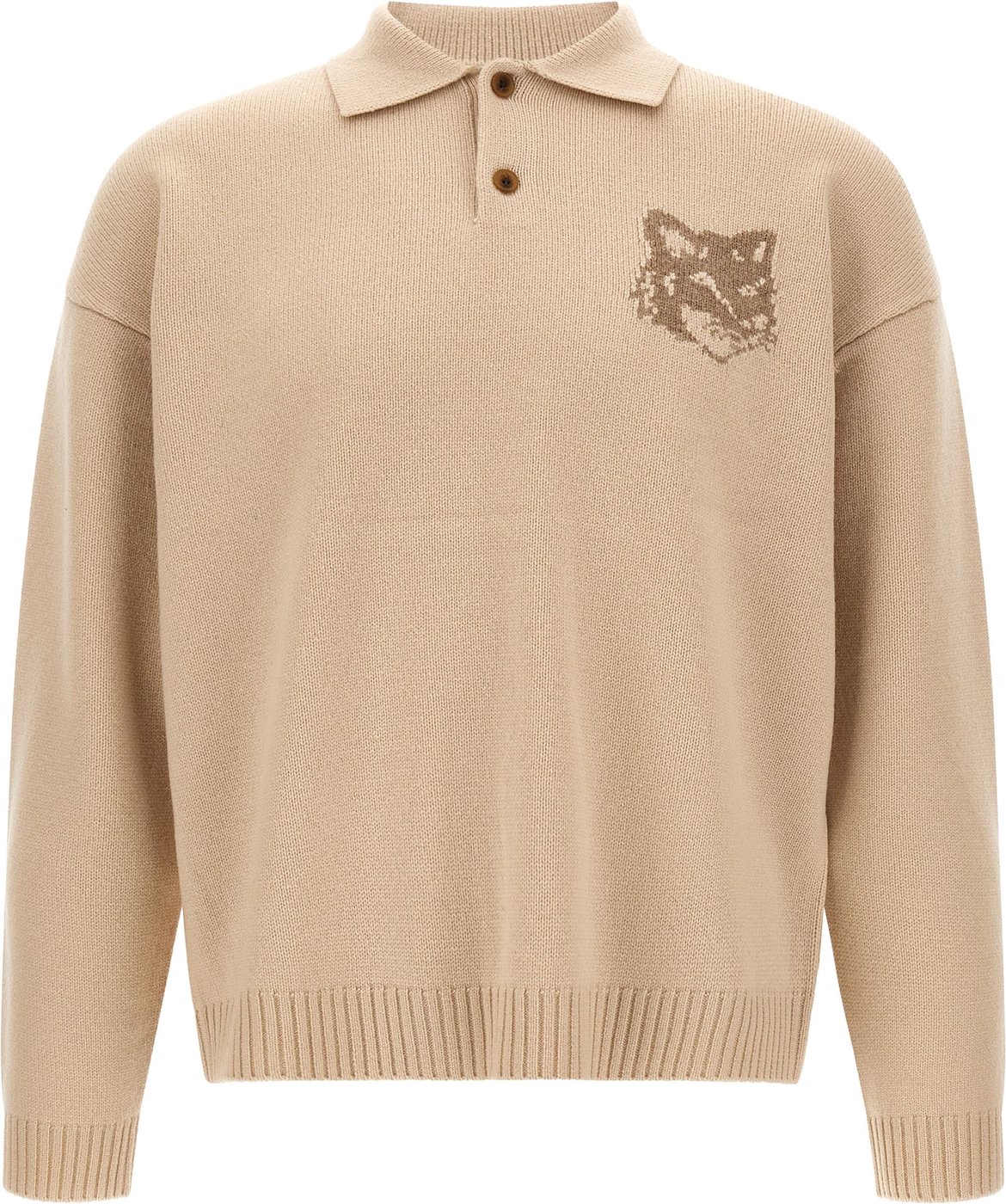 Maison Kitsuné Beige Wool Cardigan