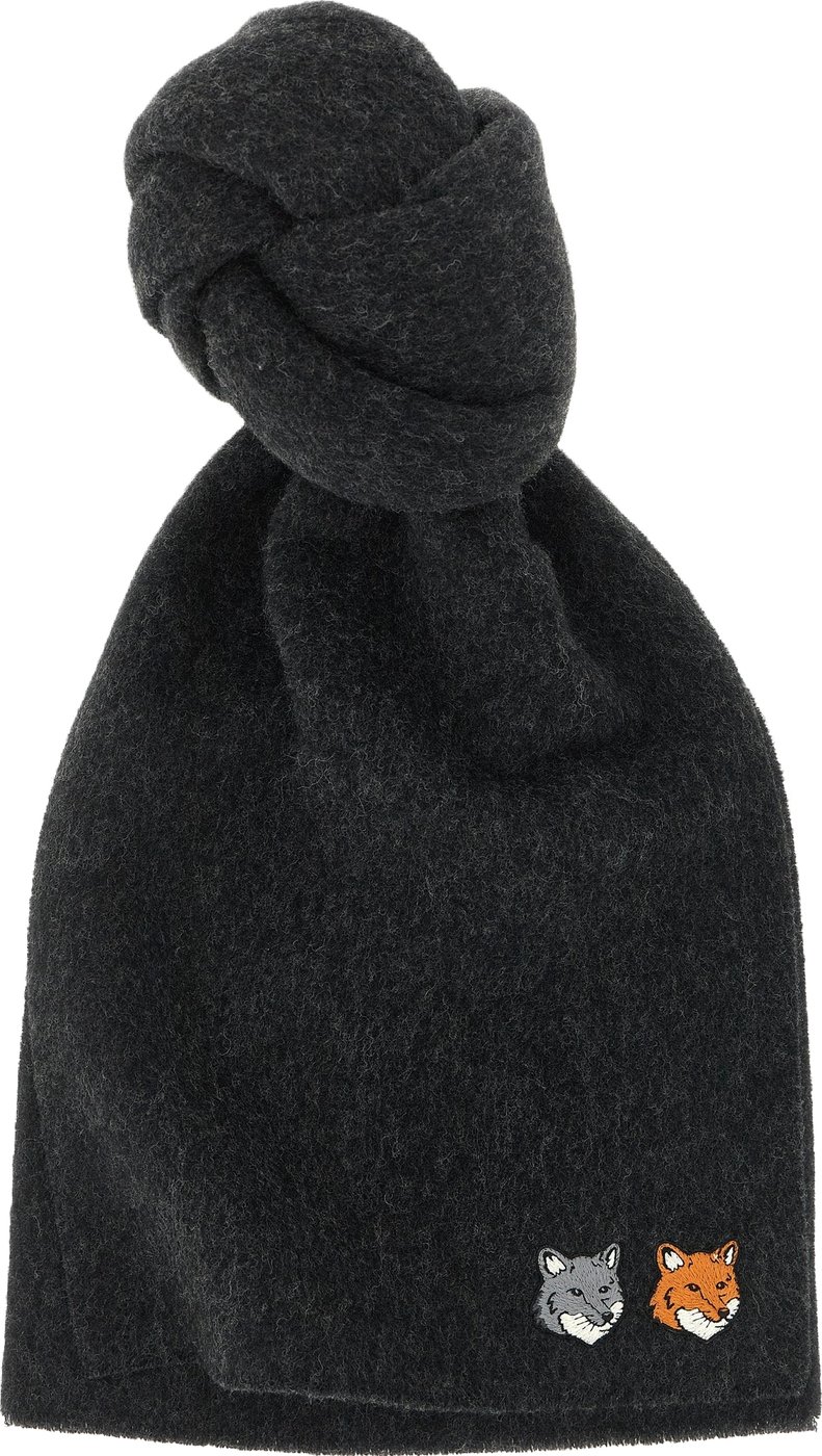 Double Fox Head Virgin Wool Scarf