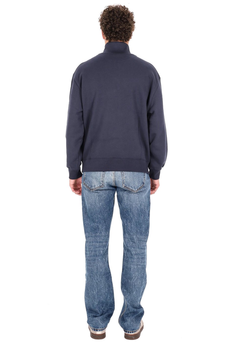 Blue Fox Head Cotton Half-Zip Sweatshirt