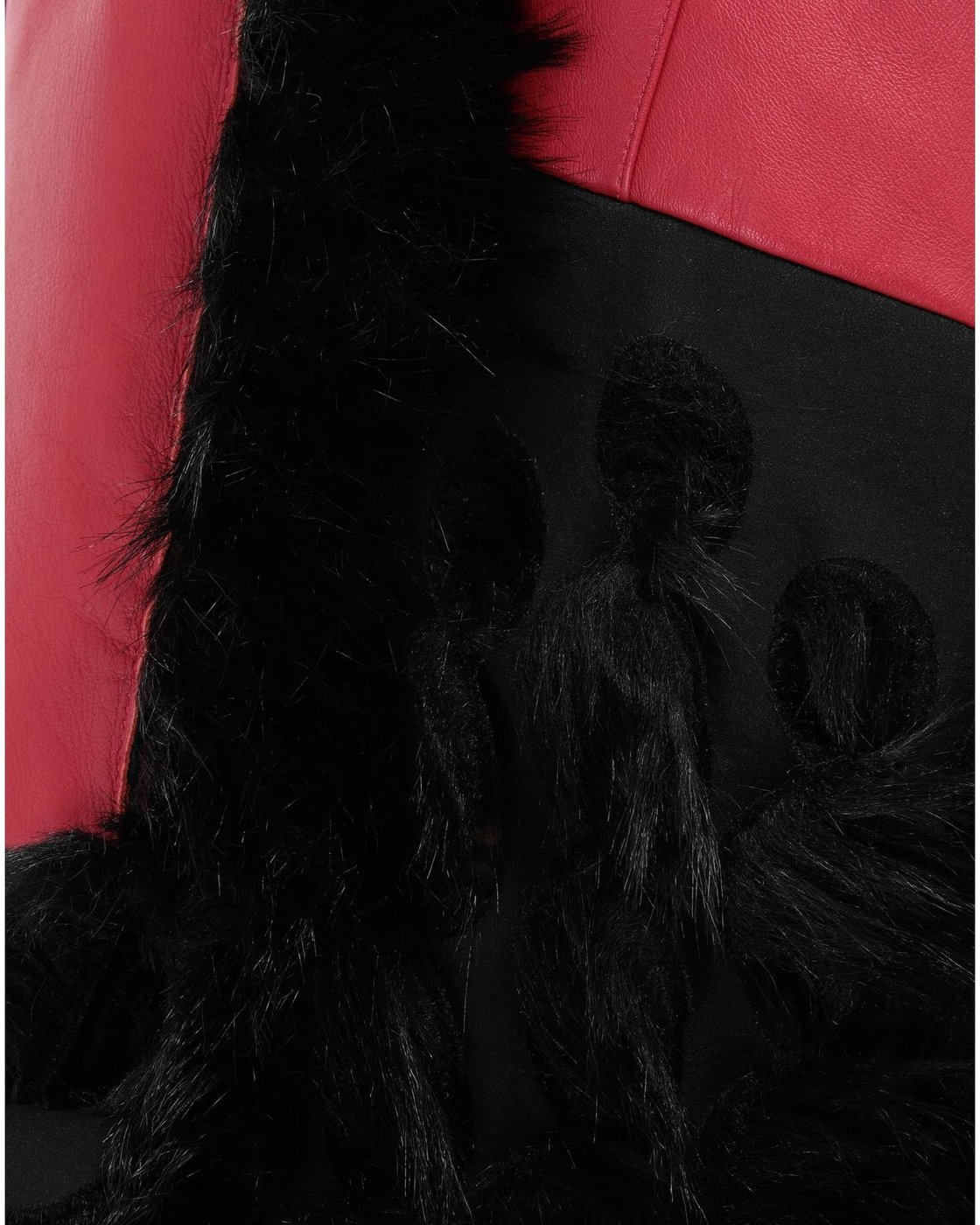 Maison Margiela Faux Fur Trimmed Leather Cape Jacket