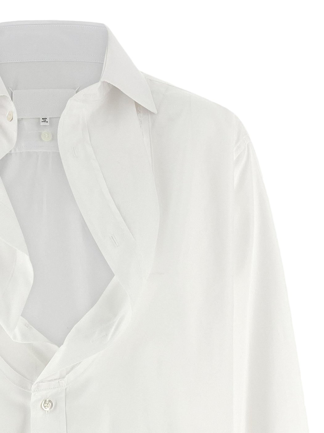 Cotton Poplin Shirt with Tucked-In Collar