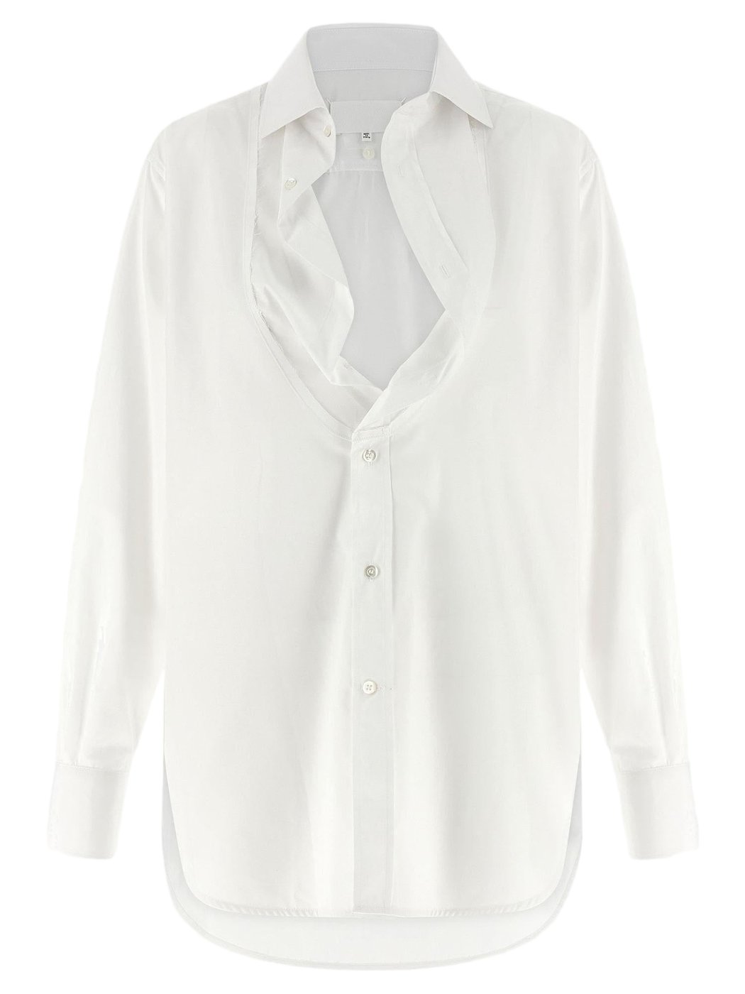 Cotton Poplin Shirt with Tucked-In Collar