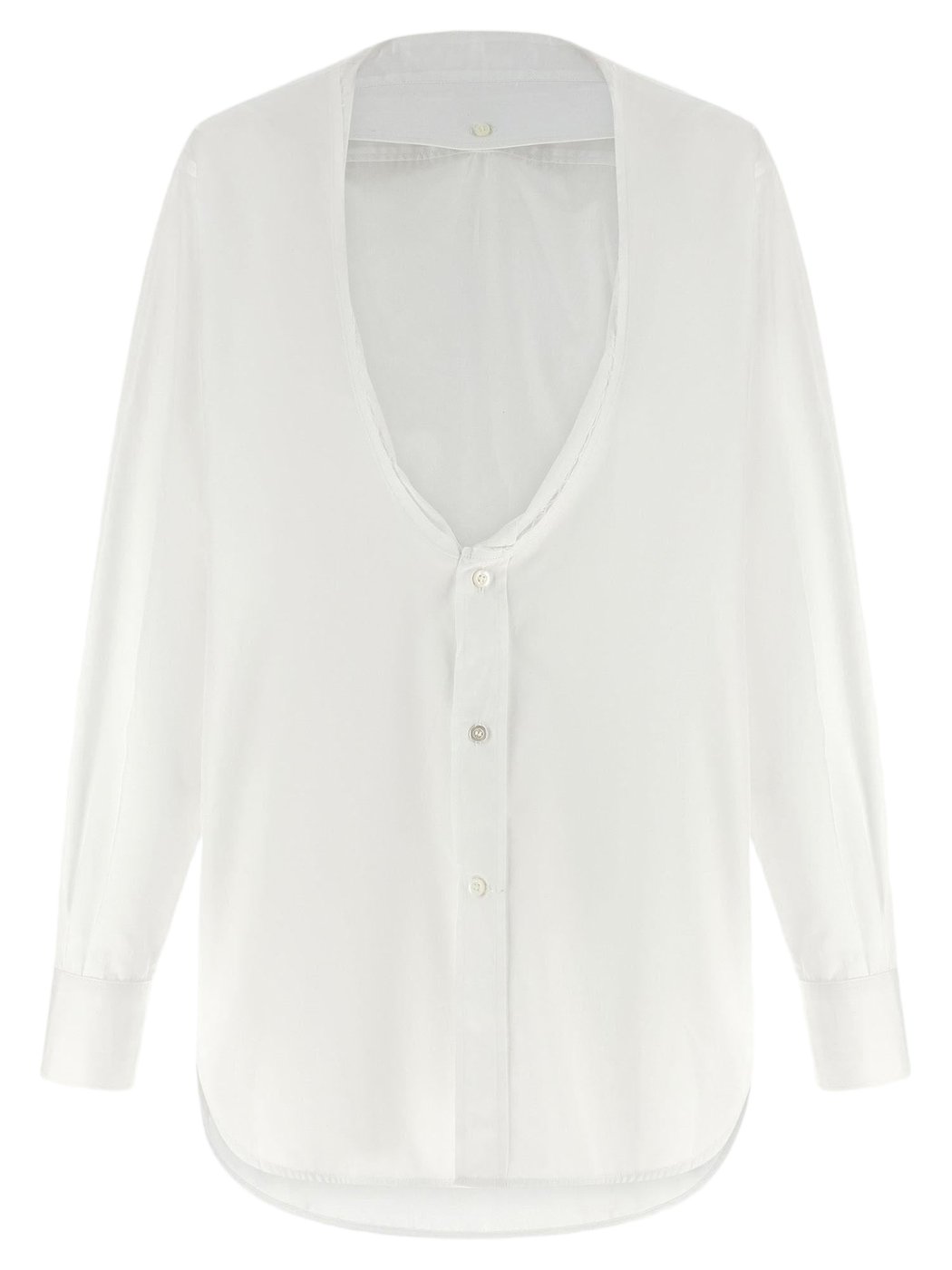 Cotton Poplin Shirt with Tucked-In Collar