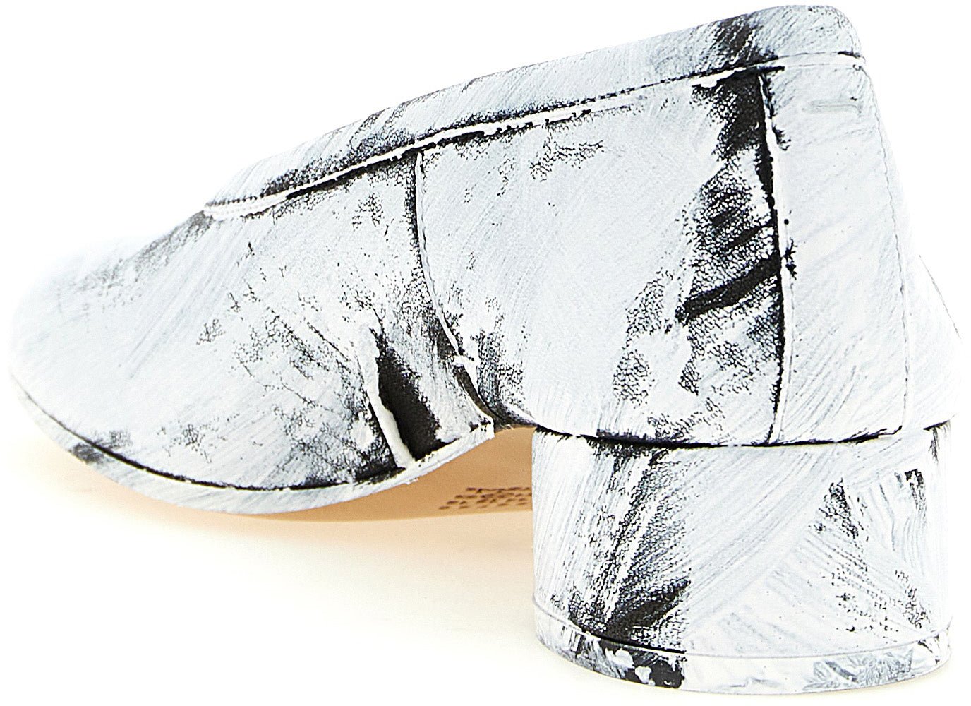 Black Split-Toe Textured Leather Flats
